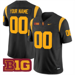 Custom USC Trojans Football Black Vapor F.U.S.E Limited Jersey w/ B1G Patch - All Stitched