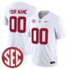 Custom Alabama Crimson Tide Football White Jersey w/ SEC Patch - All Stitched