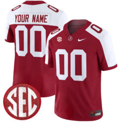 Custom Alabama Crimson Tide Football Alternate Crimson Jersey w/ SEC Patch - All Stitched