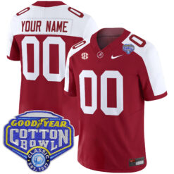 Custom Alabama Crimson Tide Football Cotton Bowl Alternate Crimson Jersey - All Stitched