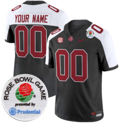 Custom Alabama Crimson Tide Football Rose Bowl Alternate Black Jersey - All Stitched