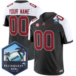 Custom Alabama Crimson Tide Football ReliaQuest Bowl Alternate Black Jersey - All Stitched