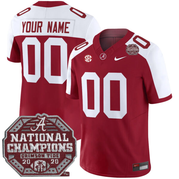 Custom Alabama Crimson Tide Football 2020 CFP National Championship Alternate Crimson Jersey - All Stitched