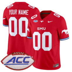Custom SMU Mustangs Football Red Vapor F.U.S.E Limited Jersey w/ ACC Patch - All Stitched