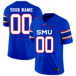 Custom SMU Mustangs Football Royal Home Jersey - All Stitched