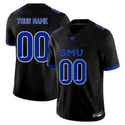 Custom SMU Mustangs Football Black Jersey - All Stitched