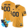 Custom West Virginia Mountaineers Football 1965 Gold Throwback Jersey - All Stitched