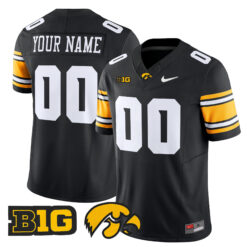 Custom Iowa Hawkeyes Football Black Vapor F.U.S.E Limited Jersey w/ B1G Patch - All Stitched