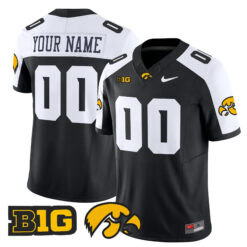 Custom Iowa Hawkeyes Football Alternate Black Vapor F.U.S.E Limited Jersey w/ B1G Patch - All Stitched
