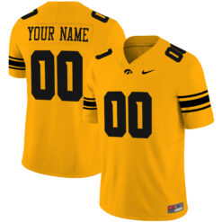 Custom Iowa Hawkeyes Football Gold Vapor Limited Jersey - All Stitched