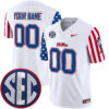 Custom Ole Miss Rebels Football American Style White Jersey w/ SEC Patch - All Stitched