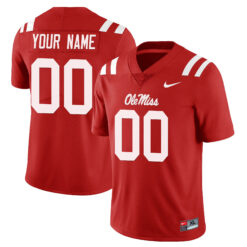Custom Ole Miss Rebels Football Red Alternate Limited Jersey - All Stitched