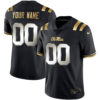 Custom Ole Miss Rebels Football Black Gold Jersey - All Stitched
