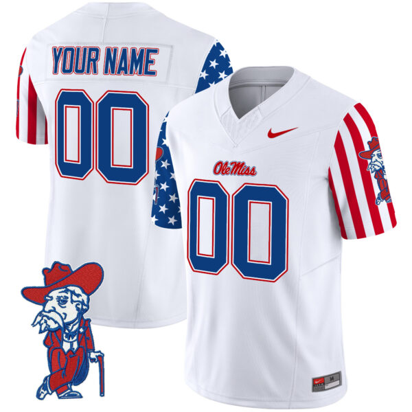 Custom Ole Miss Rebels Football American Style White Jersey - All Stitched