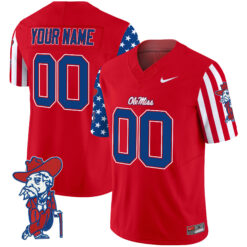 Custom Ole Miss Rebels Football American Style Red Jersey - All Stitched
