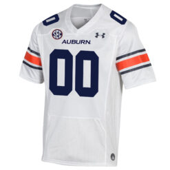 Alternative view of Custom Auburn Tigers Football White Game Jersey w/ SEC Patch - All Stitched