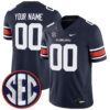 Custom Auburn Tigers Football Navy Home Game Jersey w/ SEC Patch - All Stitched
