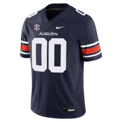 Alternative view of Custom Auburn Tigers Football Navy Home Game Jersey w/ SEC Patch - All Stitched