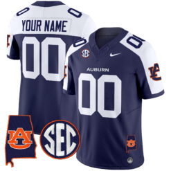 Custom Auburn Tigers Football Navy Alternate Vapor Limited Jersey - All Stitched