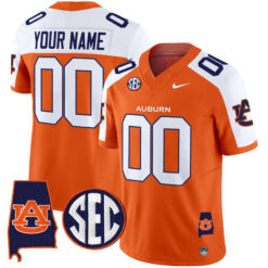 Custom Auburn Tigers Football Orange Alternate Vapor Limited Jersey - All Stitched