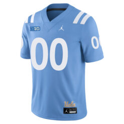 Alternative view of Custom UCLA Bruins Football Light Blue Alternate Jersey w/ B1G Patch - All Stitched
