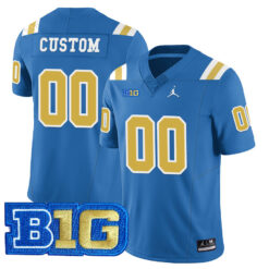 Custom UCLA Bruins Football Blue Vapor Limited Jersey w/ B1G Patch - All Stitched