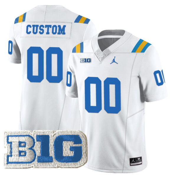 Custom UCLA Bruins Football White Vapor Limited Jersey w/ B1G Patch - All Stitched