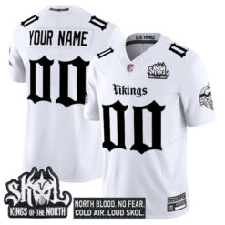 Custom Minnesota Vikings White Gothic Limited Jersey - All Stitched