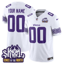 Custom Minnesota Vikings King Of The North White Limited Jersey - All Stitched
