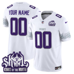 Custom Minnesota Vikings King Of The North White Winter Warrior Limited Jersey - All Stitched