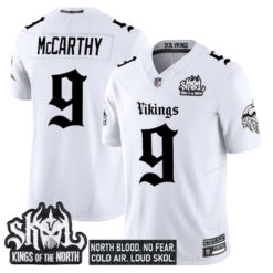 J.J. McCarthy Minnesota Vikings White Gothic Limited Jersey - All Stitched