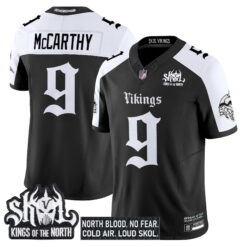 J.J. McCarthy Minnesota Vikings Alternate Black Gothic Limited Jersey - All Stitched