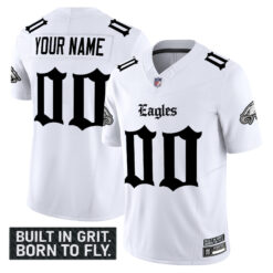 Custom Philadelphia Eagles Gothic White Vapor Limited Jersey - All Stitched