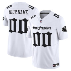 Custom San Francisco 49ers Gothic White Vapor Limited Jersey - All Stitched