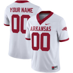 Custom Arkansas Razorbacks Football White Game Jersey - All Stitched
