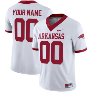 Custom Arkansas Razorbacks Football White Game Jersey - All Stitched
