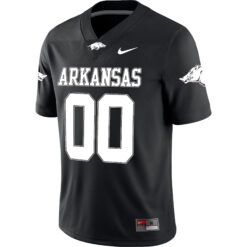 Alternative view of Custom Arkansas Razorbacks Football Black Game Jersey - All Stitched