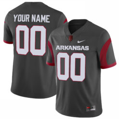 Custom Arkansas Razorbacks Football Anthracite Alternate Game Jersey - All Stitched