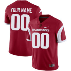 Custom Arkansas Razorbacks Football Cardinal Alternate Jersey - All Stitched
