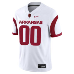Alternative view of Custom Arkansas Razorbacks Football White Alternate Jersey - All Stitched
