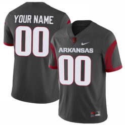 Custom Arkansas Razorbacks Football Anthracite Alternate Jersey - All Stitched