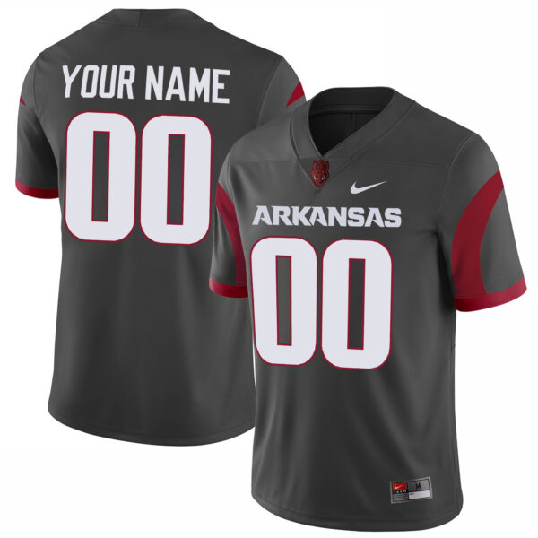 Custom Arkansas Razorbacks Football Anthracite Alternate Jersey - All Stitched