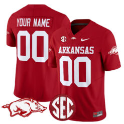 Custom Arkansas Razorbacks Football Cardinal Jersey - All Stitched