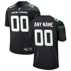 Custom New York Jets Black Alternate Game Jersey - All Stitched