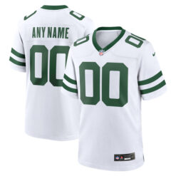 Custom New York Jets Legacy White Away Game Jersey - All Stitched