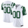 Custom New York Jets White Classic Throwback Vapor F.U.S.E Limited Jersey - All Stitched