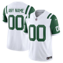 Custom New York Jets White Classic Throwback Vapor F.U.S.E Limited Jersey - All Stitched