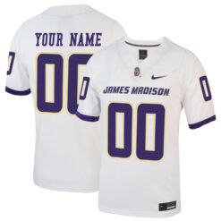 Custom James Madison Dukes Football White Away Jersey - All Stitched