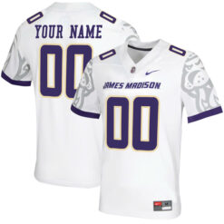 Custom James Madison Dukes Football White Jersey - All Stitched