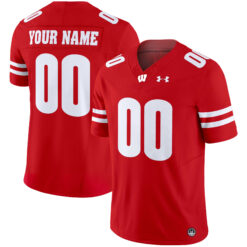 Custom Wisconsin Badgers Football Red Limited Jersey - All Stitched
